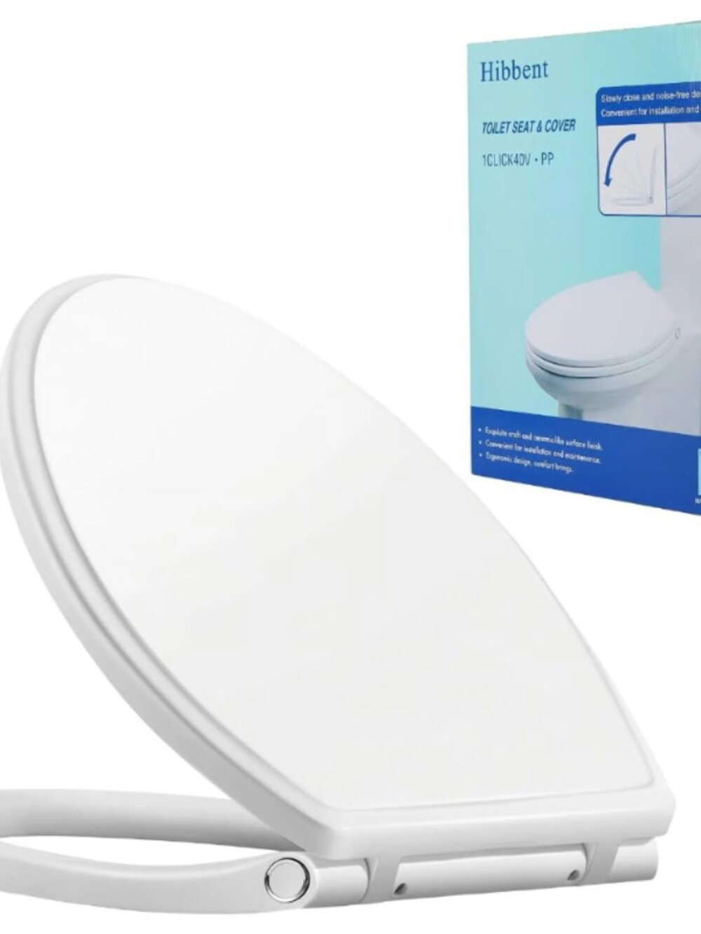 Hibbent White Elongated Soft Close Toilet Seat Quick Release Non-Slip